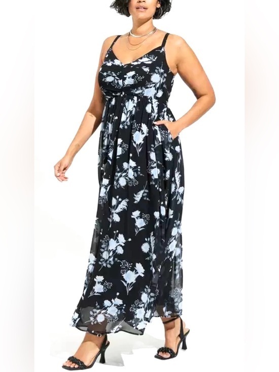 torrid Dresses & Skirts - torrid smocks back whimsy Black Maxi Dress with White Floral Print